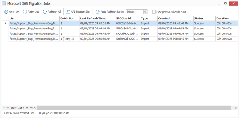 Microsoft 365 Migration Jobs window_FSE