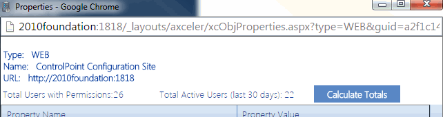 Properties USER TOTALS