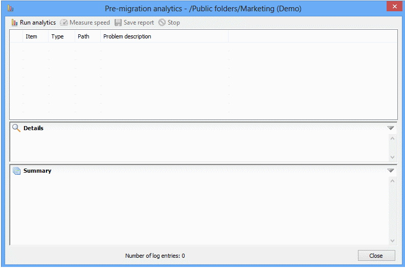 PF Pre-migration anlaytics Dialog