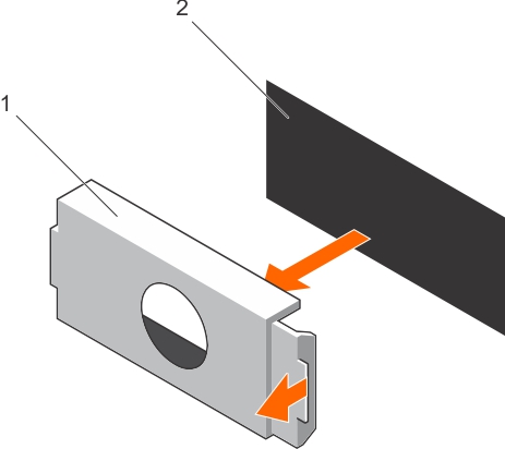 Cette figure illustre le retrait du cache de bloc d'alimentation (PSU).