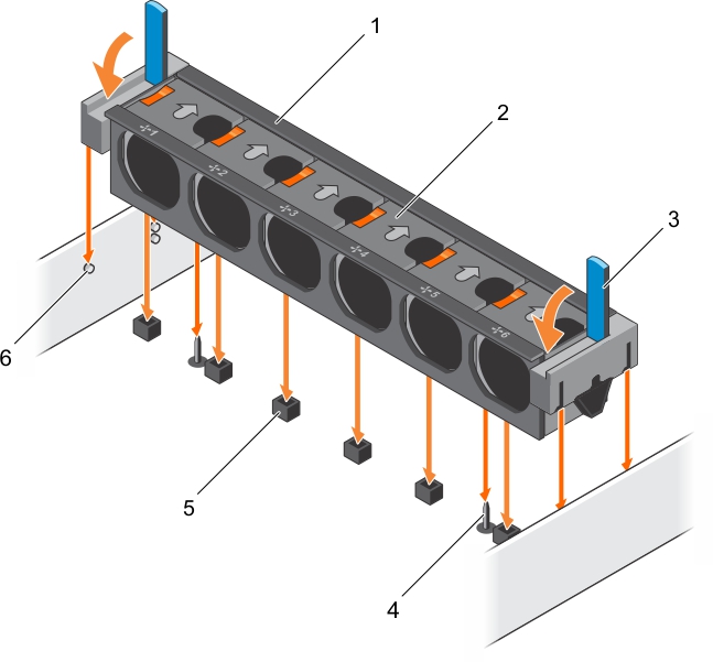 Muestra la instalación del conjunto de ventilador de refrigeración