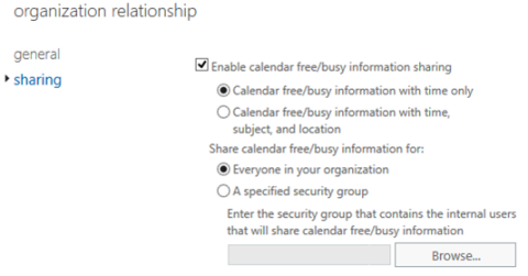 Figure 2: Example Organization Relationship Sharing Settings