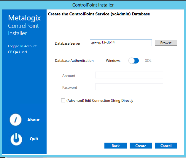 Installer xcAdmin DATABASE CREATION