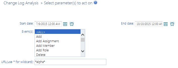 Change Log PARAMETERS