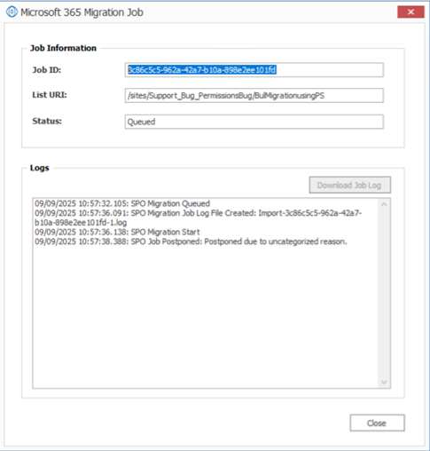 Microsoft 365 Migration Job_View Job_FSE