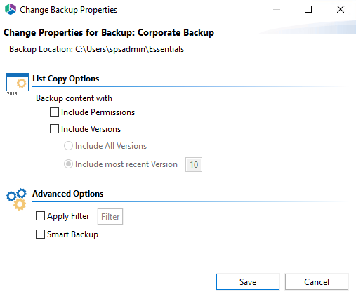 change backup properties 2