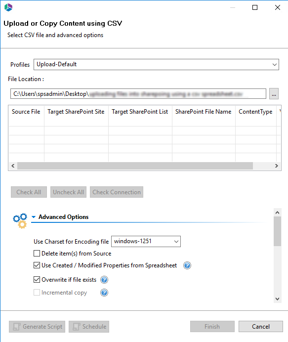 uploading files using CSV 6