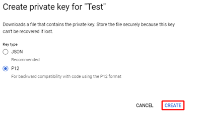 Google Cloud Key Type