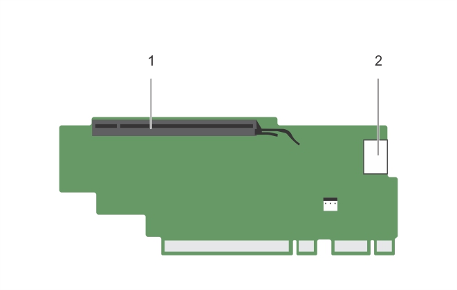 Cette figure illustre les connecteurs de la carte de montage pour carte d’extension 3 (alternative).