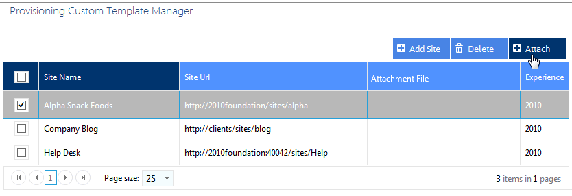 Provisioning Custom Template ATTACH WSP