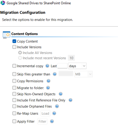 Google Shared Drive to SPO Content Options