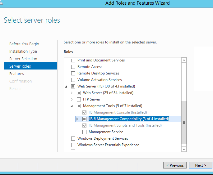 IIS Management Compatibility