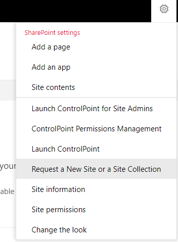 Request Site Menu Item