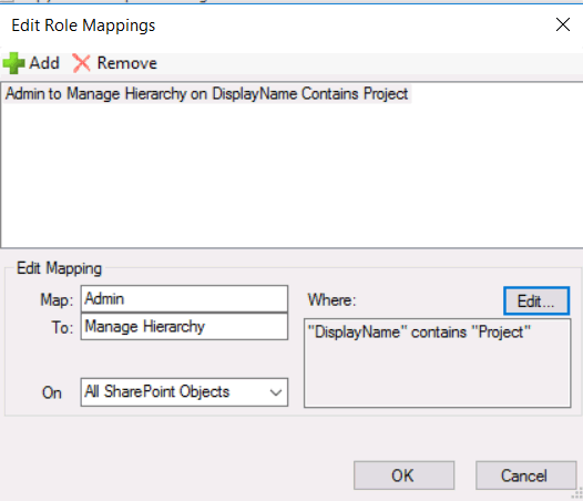 Edit Role Mapping WITH FILTER