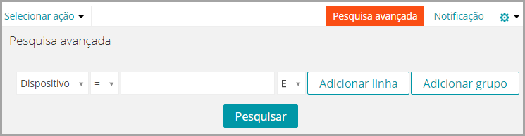 O painel Pesquisa avançada contém um número de listas suspensas que podem ser usadas para especificar os critérios.