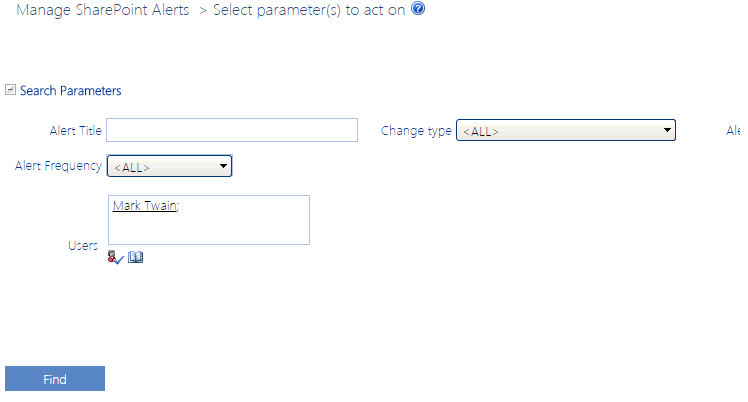 Manage SP Alerts PARAMETERS