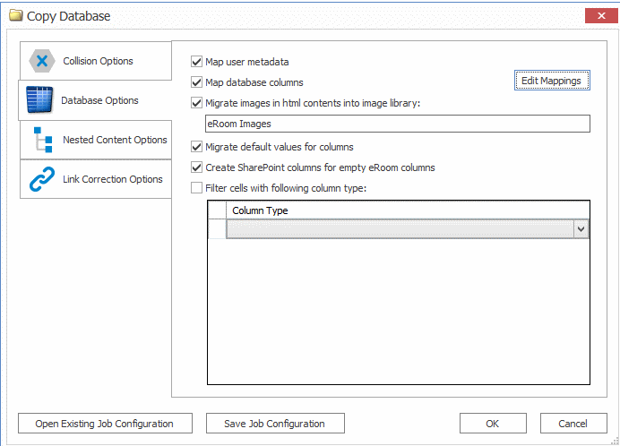 eRoom Database Options