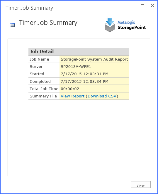 system audit report summary