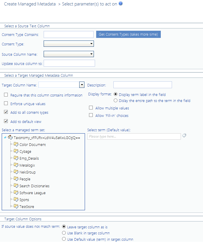 Create Managed Metadata