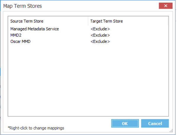 Map Term Stores Dialog