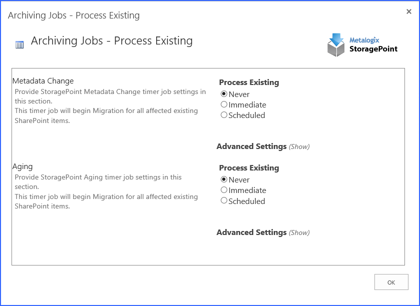 archiving - process existing