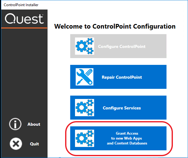 Configuration Wizard GRANT ACCESS