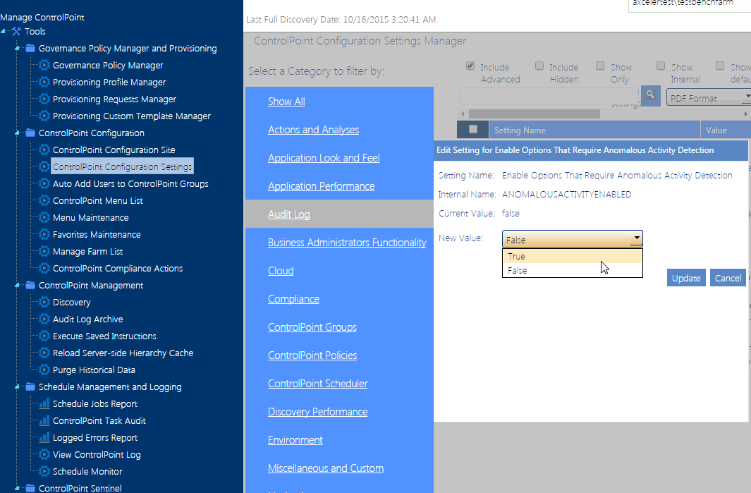 Config Setting ANOMALOUSACTIVITYENABLED