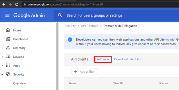 Google Cloud Add Delegation