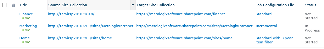 Source and Target Site Collections