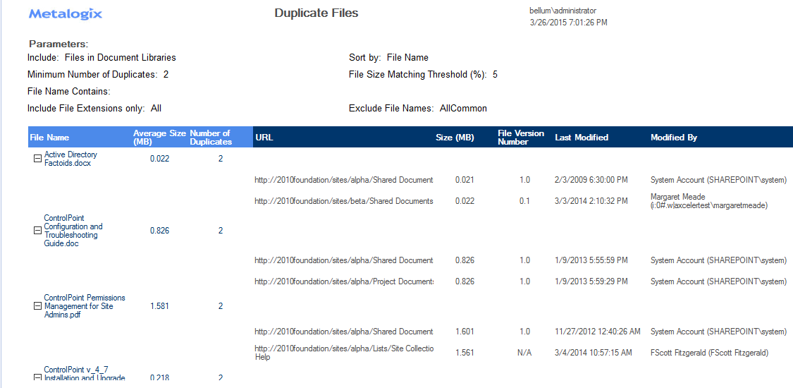 Duplicate Files RESULTS 2