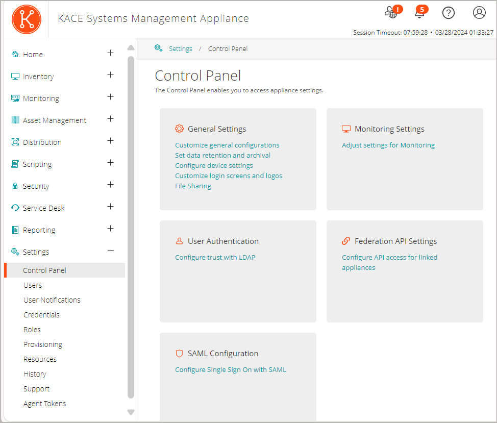 This image of the Dashboard displays Connections and Provisioning widgets, among others.