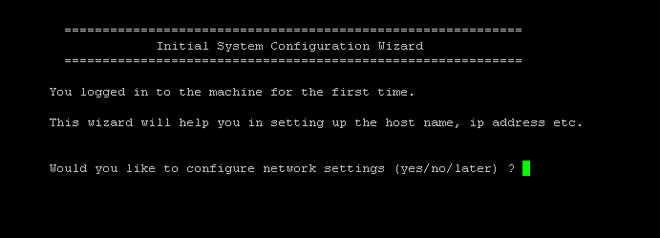 The figure shows the initial system configuration
wizard window.