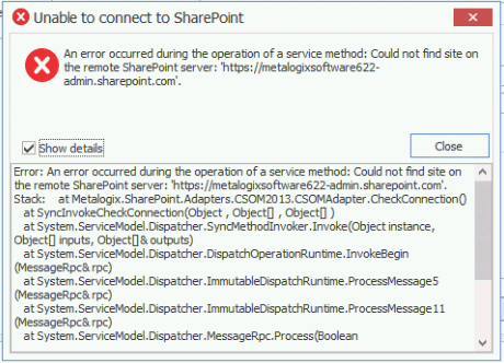 O365 Tenant Authentication Error