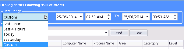 ULS Log Entries DATE RANGE