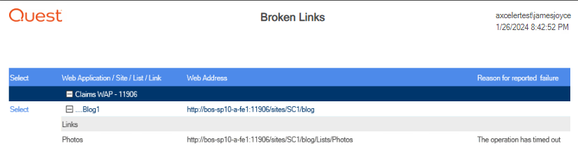 Broken Links RESULTS