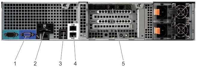 The figure shows the DR4000 system rear chassis port and connector locations.