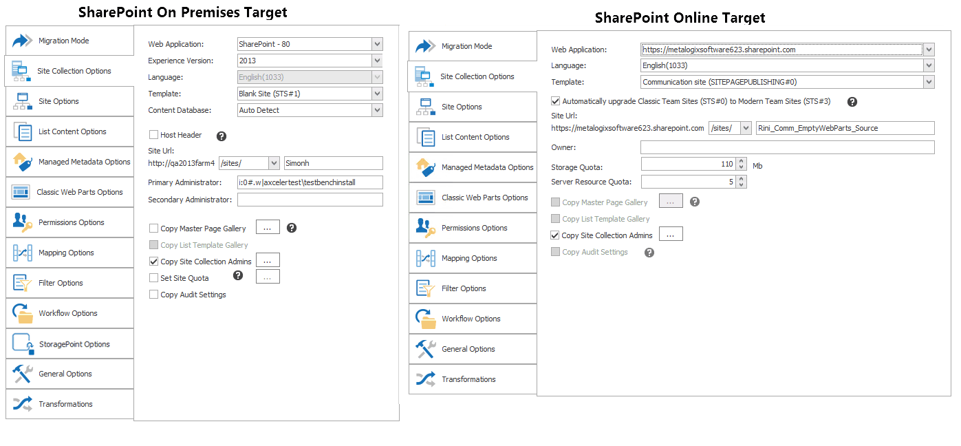 Site Collection Options