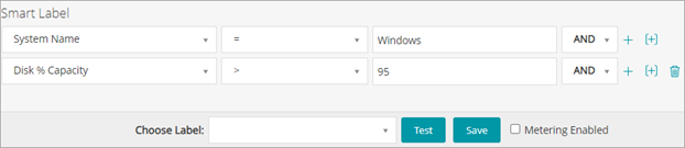 The Smart Label panel contains a number of drop-down lists that you can use to specify criteria.