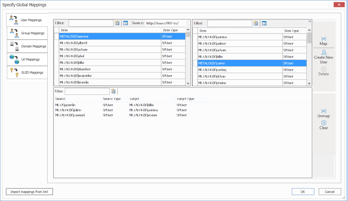 User Mappings