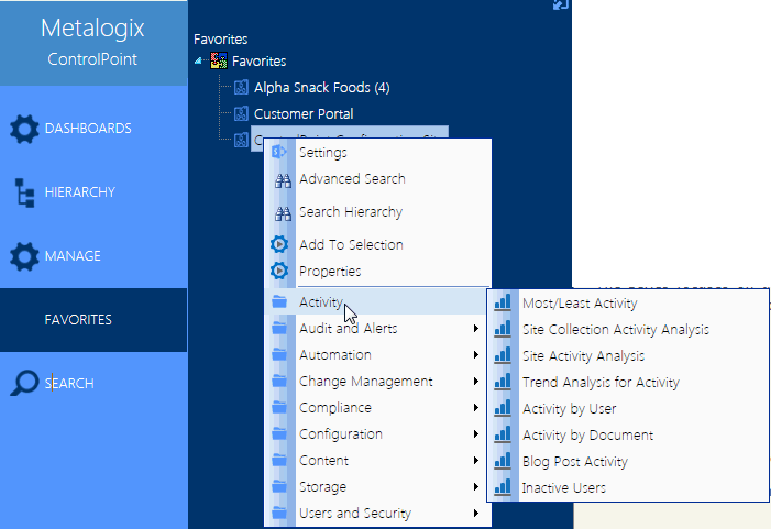 Favorites Right Click Menu