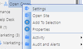 Site Settings option