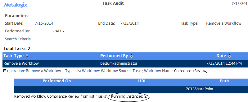 Remove Workflow RUNNING INSTANCES