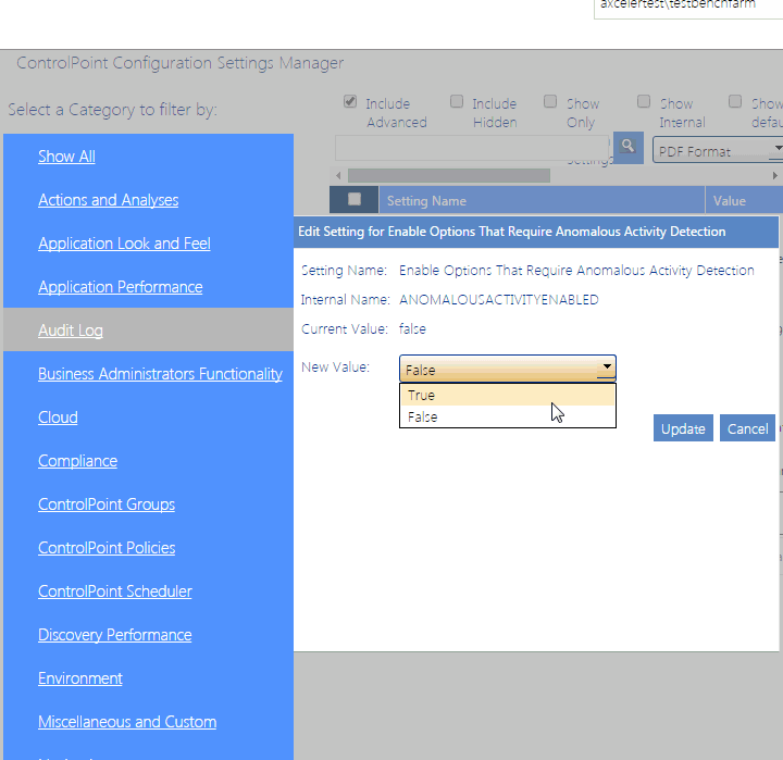 Config Setting ANOMALOUSACTIVITYENABLED