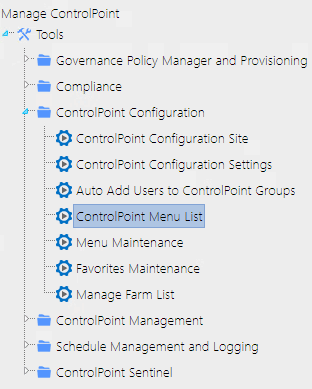 Axceler Menu List FROM LEFT NAV