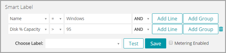 The image displays the Smart Label panel with search criteria entered.