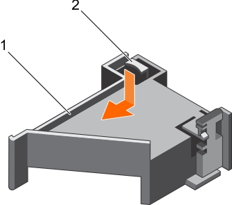 Diese Abbildung zeigt das Installieren des PCIe-Kartenhalters.