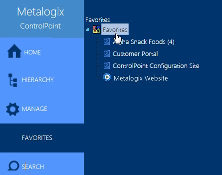 Favorites Menu Hierarchy