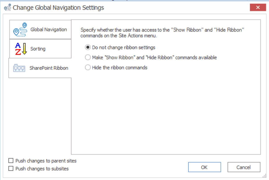 Global Navigation Settings - SharePoint Ribbon