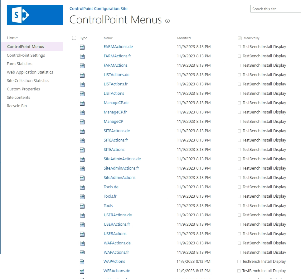 ControlPoint Menus