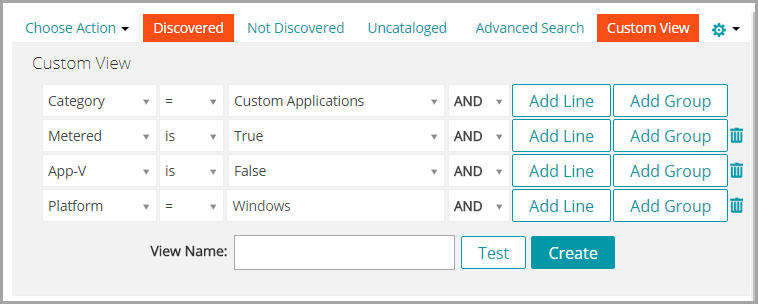 The Custom View page contains a number of drop-down lists from which to create a custom view